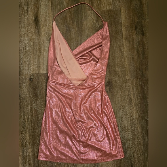 Revolve Superdown Missie Wrap Front Mini Dress SIZE X Small Pink Metallic - Picture 11 of 16